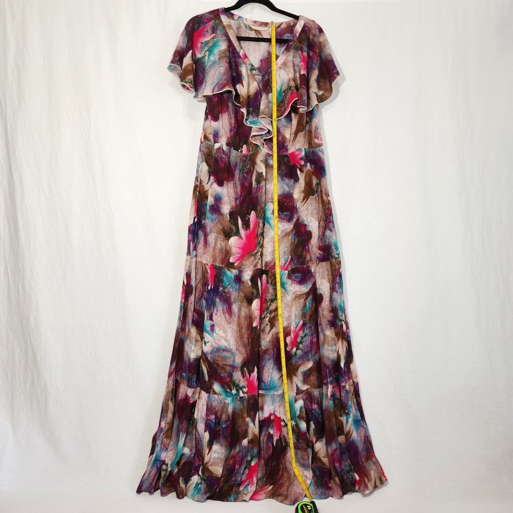 Tall Medium SOFT SURROUNDINGS Italian Dreams Tiered Dark Floral  Maxi Dress. - Picture 14 of 16